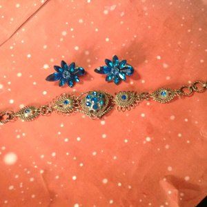 Antique Early Victorian Silesian Bracelet With Married Earrings